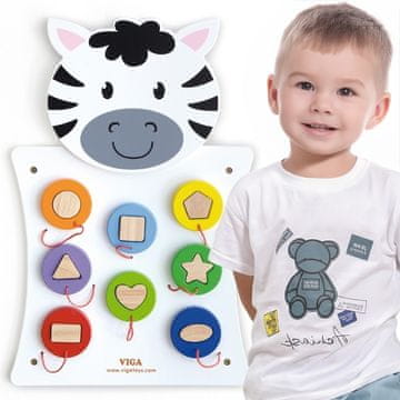 Viga Toys VIGA lesena manipulativna tabla Zebra s certifikatom FSC Montessori