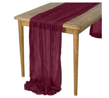 BOHO RUSTIKALNI RDEČI NAGUBLJENI NAMIZNI TEKMOVALEC za nežno mizo 90x300 cm