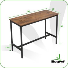 Ozka miza, temno rjava, jedilna miza, 100x40x90 | Begryf