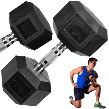 Jeklene uteži HEX z gumirano prevleko - 15 kg (1 kos)