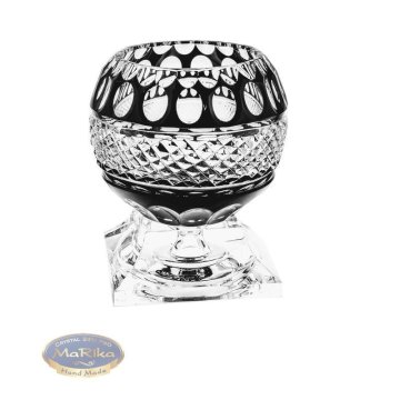 Marika crystal Elegantni kristalni svečnik olivno rdeč, črne barve 15 cm