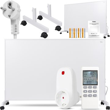 Komplet IR grelne plošče Carbon P800 bele barve + termostat z daljinskim upravljalnikom