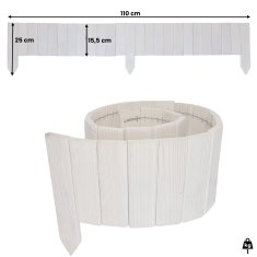 Lesena vrtna ograja 5 kosov 110x25x15cm - bela obroba za gredice in poti 550 cm