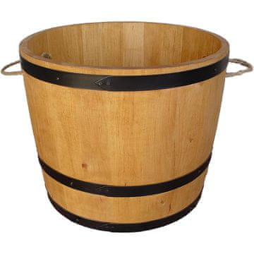 Leseni cvetlični lonec iz polovice soda, velik leseni cvetlični lonec dimenzij 50x40 cm