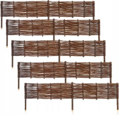 Vrtna palisada, komplet 5 kosov. Pletena ograja za vrt 120x20cm