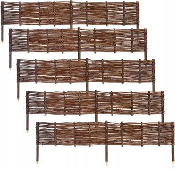 Vrtna palisada, komplet 5 kosov. Pletena ograja za vrt 120x20cm