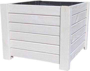 Bel kvadratni lesen cvetlični lonček za balkone, terase in notranjost