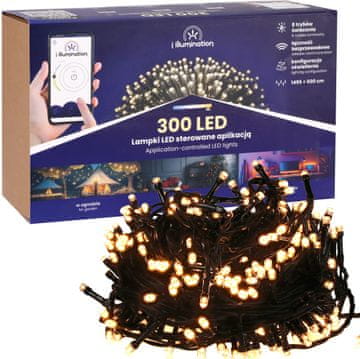 Jumi 300 LED božičnih lučk, bele barve, upravljane s telefonom