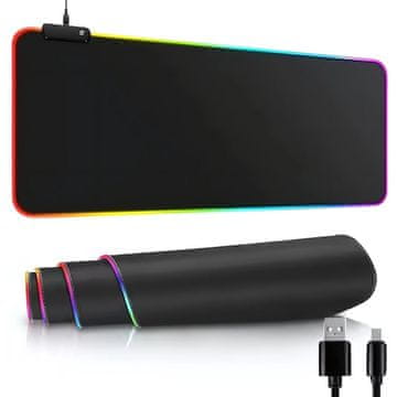 GR Igralna podloga XL z osvetlitvijo RGB 80x30 za miško in USB tipkovnico