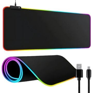 GR RGB osvetljena igralna podloga XXL 90x40 za miško in USB tipkovnico