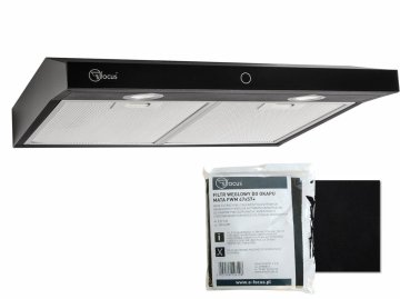 Focus Modo Slim 50cm ČRNA kuhinjska napa/vetrobran - zaslon na dotik za namestitev pod omarico + ogljikov filter