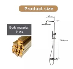 Termostatski tuš steber 118 cm z 25 cm dežno prho, Falcade črna mat