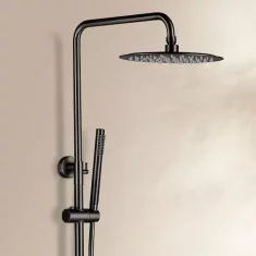Termostatski tuš steber 118 cm z 25 cm dežno prho, Falcade črna mat