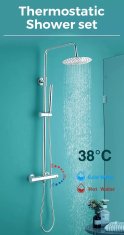 Termostatski tuš steber 80-120 cm z 25 cm dežno prho, Falcade krom
