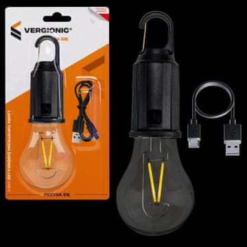 USB-C LED ŽARNICA S KARABINOM, POLNILNA, ZA KAMPIRANJE