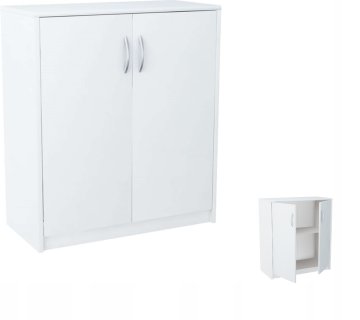 BE Komoda 2D WHITE z dvema vratoma in polico