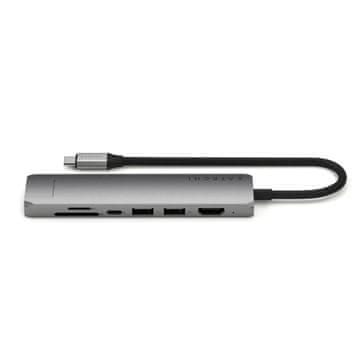 Satechi - 7-v-1 USB-C tanek večportni adapter z Ethernetom - USB-C večportni adapter, vesoljsko siv