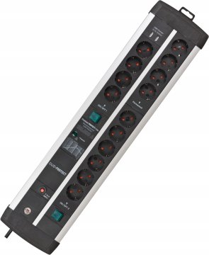 Brennenstuhl Prenapetostna zaščita 120.000A 14 vtičnic 3 m H05VV-F3G1.5 srebrna/črna Premium-Protect-Line