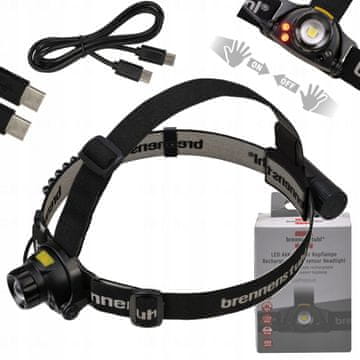 Brennenstuhl LuxPremium LED polnilna naglavna svetilka s senzorjem SL 401 AF / naglavna svetilka z rdečo