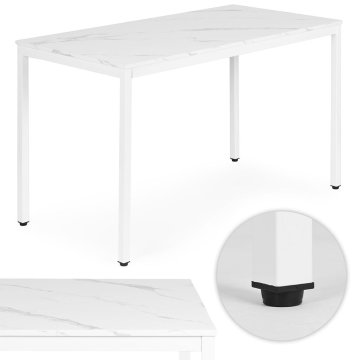 Northix Jedilna miza pisalna miza 120x60 cm beli marmor sedeži 4 5