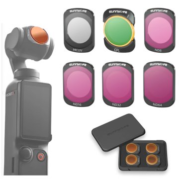 Sunnylife Komplet 6 filtrov za DJI OSMO POCKET 3 - CPL / MCUV / ND8 / ND16 / ND32 / ND64 + etui