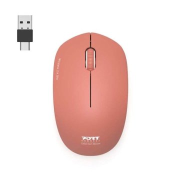 Port Designs WL miška, brezžična, USB-A/USB-C, rdeča