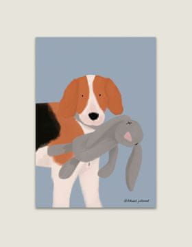 Razglednica A6 "Beagle z igračo" - ilustracija poljskega umetnika (kopija)