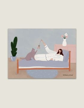Razglednica A6 "Jutro z mačko" - ilustracija poljskega umetnika