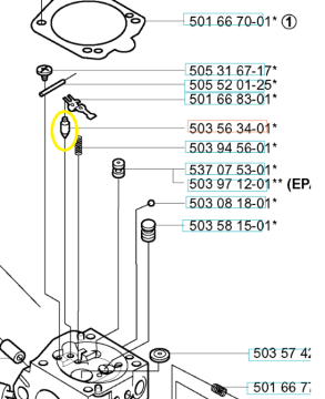 Iglični ventil uplinjača 2036 Husqvarna 503563401