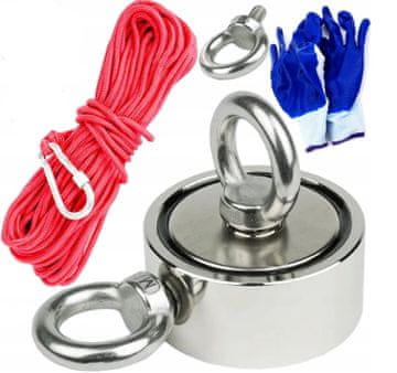 Kraft&Dele NEODIM MAGNETNI MAGNETNI DRŽALO 140 KG ZA ISKANJE + VRV + ROKAVICE