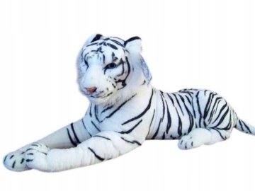 SNEŽNOBELI TIGER 60+38 cm ležeča plišasta mačka kot darilo