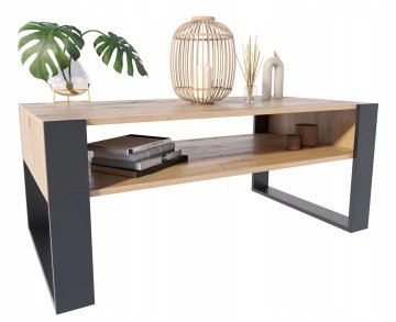 Klubska mizica Kaja 120x60, hrastov les/črna, za dnevno sobo MK room