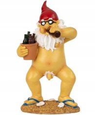 Stoječi škrat z vedrom in steklenicami - vrtna figurica 30 cm