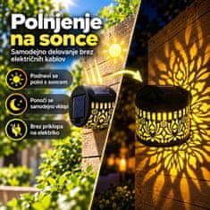 Netscroll Solarna stenska svetilka z dekorativnim mandala vzorcem in IP44 zaščito, OrnaLight, zlatorumena