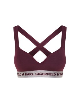 Karl Lagerfeld podložen modrček brez žice z kovinskim logotipom | slivovo vijolična XS