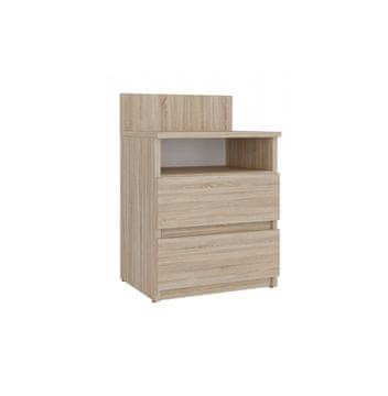 Topeshop M1 MALWA NOČNA OMARICA KOMODA IZ HRASTOVE SONOMA S PREDALI NOČNA OMARICA ZA SPALNICO