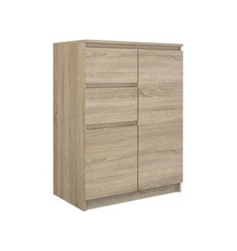 Topeshop KOMODA 2D2S, VIŠINA 97 CM, 2 VRATA, 2 PREDALA, HRAST SONOMA