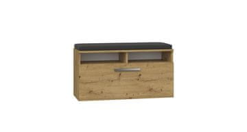 Topeshop OMARICA ZA ČEVLJE RIVA ARTISAN IZ HRASTOVEGA DESNEGA MESTA S SEDEŽEM IN PREDALOM ZA HODNIK, DOM, PISARNO