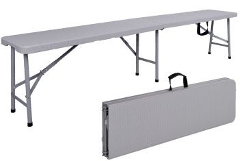 EH Zložljiva klop za catering v kovček 180 cm RATAN siva