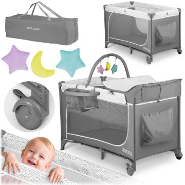Ricokids Potovalna otroška posteljica 125x65x78cm RK-241 siva