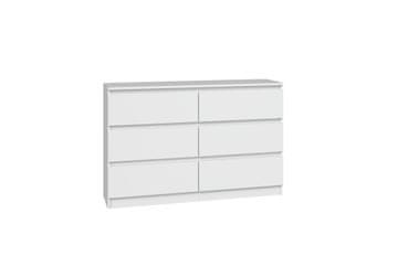 Topeshop MALWA M6 120 BELA KOMODA S 6 PREDALI 120 CM ZA DNEVNO SOBO ZA SPALNICO