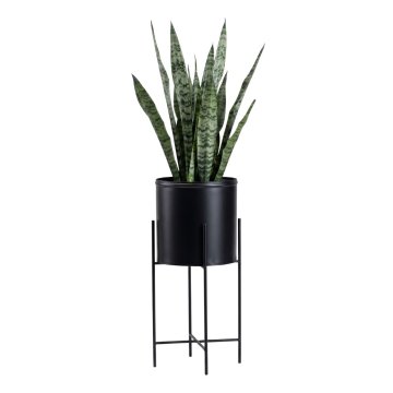 Home Stojalo za rože s pokrovom 55 cm črne barve