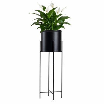 Home Stojalo za rože s pokrovom 75 cm črne barve