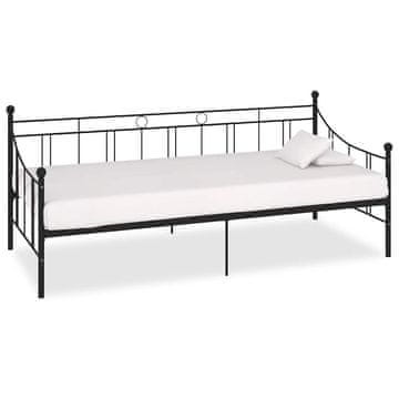 Vidaxl Posteljni okvir za dnevno posteljo črn kovinski 90x200 cm