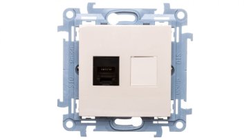 Simon 10 Enojna telefonska vtičnica RJ12 kremne barve CT1.01/41