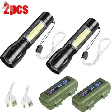 KJB Mini LED svetilka COB + XPE s polnjenjem USB, izvedba B s škatlo 2 kosa