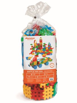 MARIOINEX Wafle Mix 200-delni didaktični bloki za 2-letnike, ki spodbujajo motorične sposobnosti.
