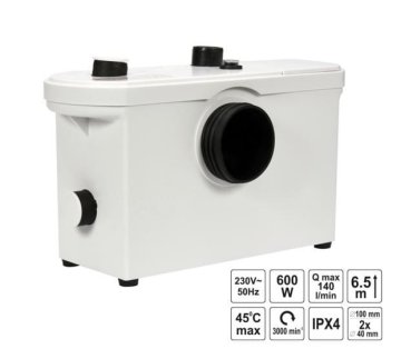 TOYA FALA 600W ČRPALKA ZA WC Z MLINČKI