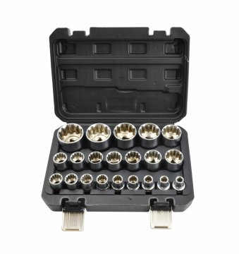 awtools Black Line komplet 12-krakih nastavkov z zobatim nastavkom, 21 kosov