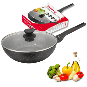 KLAUSBERG Globoka ponev WOK s pokrovom, indukcija, plin, 28 cm